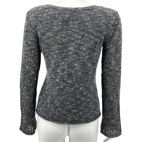 J Jill Sweater Womens XS Gray Knit Long Bell Sleeves Pullover Boho Minimalist - Picture 5 of 6